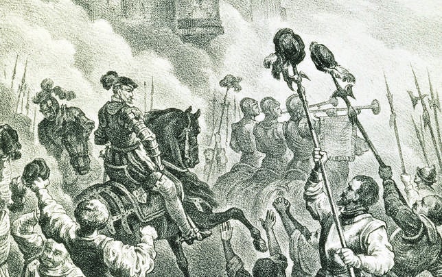 Grabado que recrea la toma de Lisboa por el Gran Duque de Alba (1580)