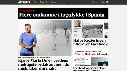 Portada de la edición digital de Aftenposten