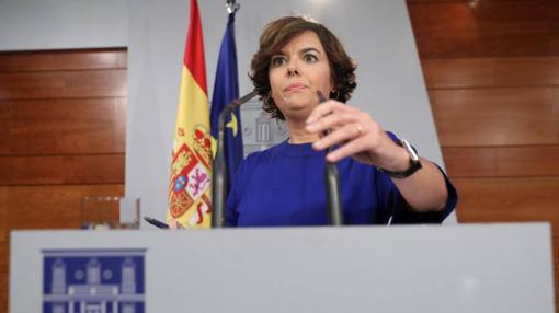 Sáenz de Santamaría durante su comparecencia en La Moncloa