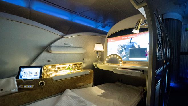 Cabina VIP de uno de los aviones de la compañía Emirates