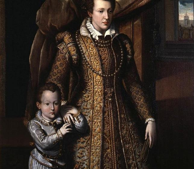 El pequeño Don Filippino, con su madre Juana de Austria, en un retrato póstumo