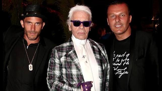 Sebastien Jondeau junto a Karl Lagerfeld y Jean Roch en St. Tropez el pasado sábado