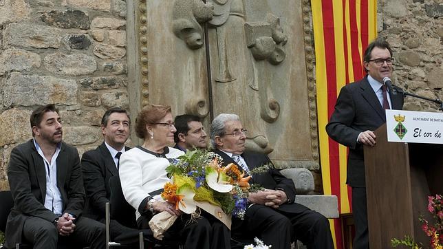 Artur Mas, esta mañana durante el homenaje a la familia Roca, del restaurante Celler de Can Roca