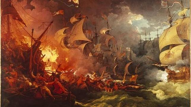 Cuadro de la derrota de la Armada Invencible, por Loutherbourg (1796)