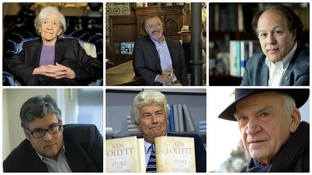 De izquierda a derecha y de arriba a abajo: Ana María Matute, Arturo Pérez-Reverte, Javier Marías, Juan Manuel de Prada, Ken Follett y Milan Kundera