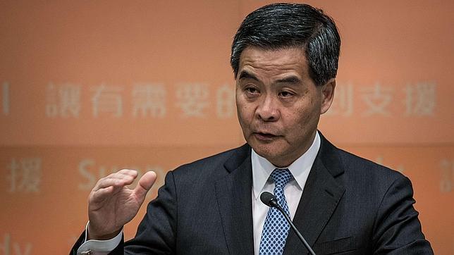 CY Leung, máxima autoridad política de Hong Kong, durante una rueda de prensa