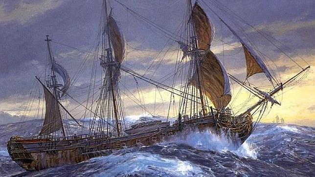 Un óleo del HMS Wager, cuya historia es controvertida y muestra lo peor del ser humano
