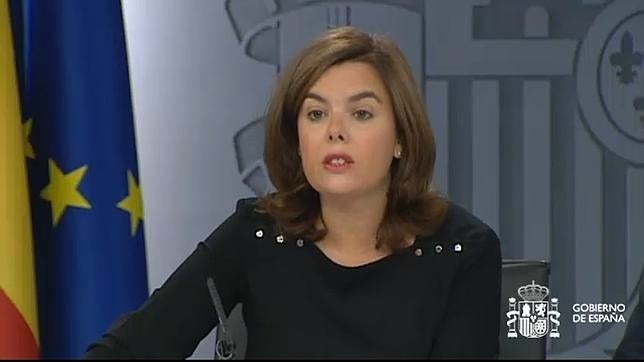 La vicepresidenta del Gobierno durante la rueda de prensa posterior al Consejo de Ministros