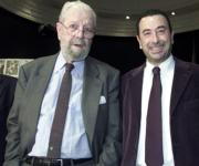Luis García Berlanga y José Luis Garci, ayer en la SGAE. ANGEL DE ANTONIO