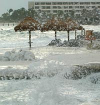 Aspecto de la costa de Cancún