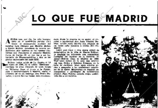 In 1978, this newspaper published two pages about Bolívar's stay in Madrid