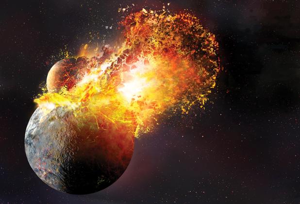 Recreación del impacto que formó la Luna