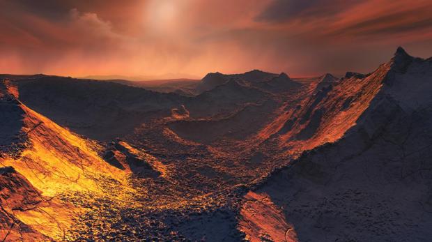 Representación de la superficie de Barnard b. Se estima que su temperatura rondaría ahí los -170ºC