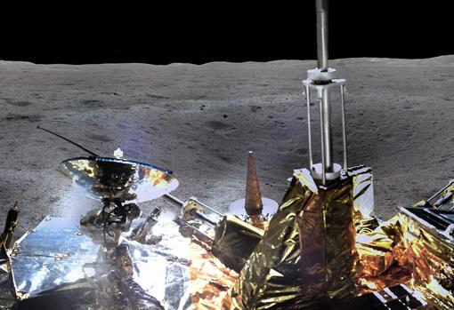 Detalle de la panorámica tomada por la sonda Chang'e-4