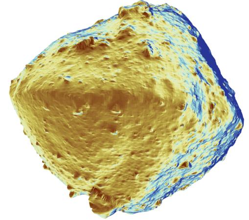 Mapa de la composición de la superficie de Ryugu. El objeto sorprende por lo seco que está