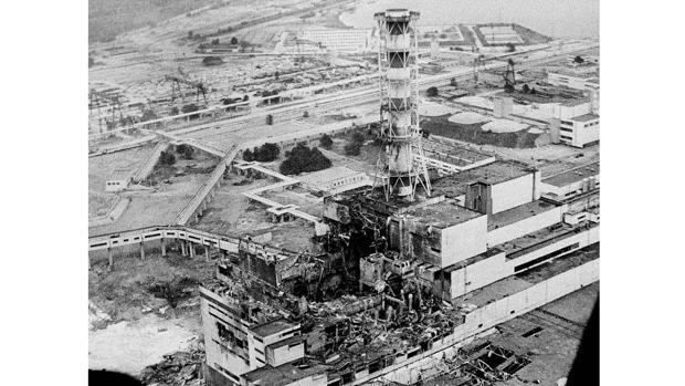Esta imagen muestra el reactor 4 de Chernóbil tras el accidente.