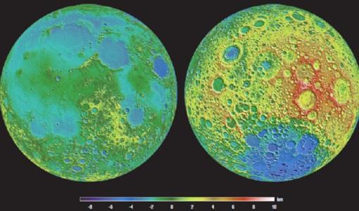 En el lado izquierdo, la cara visible de la Luna; en el derecho, la cara oculta, en la que se pueden ver los impactos de asteroides NASA