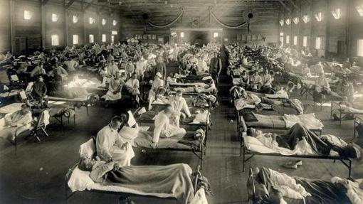 Hospital de emergencia durante la pandemia de gripe de 1918