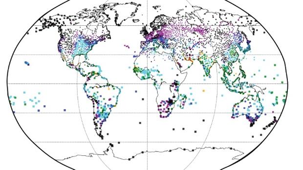 El gráfico muestra las temperaturas máximas registradas en más de 4.000 puntos del planeta entre 1979 y 2017. En más de una docena de caso, esas temperaturas estaban por encima le los límites de la resistencia humana