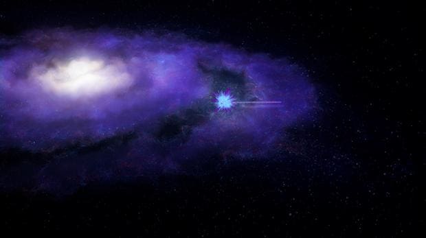 Un estallido rápido abandona su galaxia anfitriona como una brillante explosión de ondas de radio