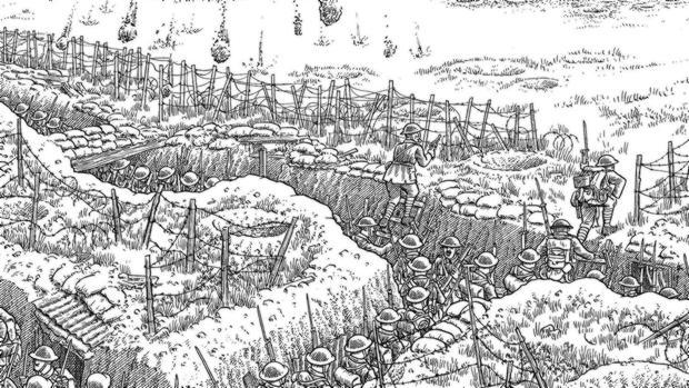 Página de «La Gran Guerra», de Joe Sacco