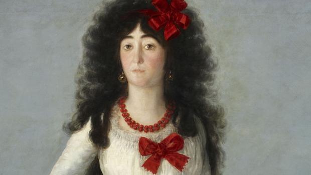 «Retrato de la duquesa de Alba de blanco» (1795), de Goya. Detalle