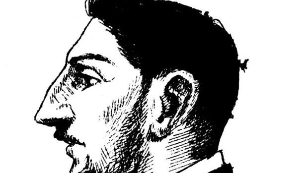 Detalle del autorretrato que dibujó Unamuno en uno de los cuadernos de su viaje de 1889 por Europa