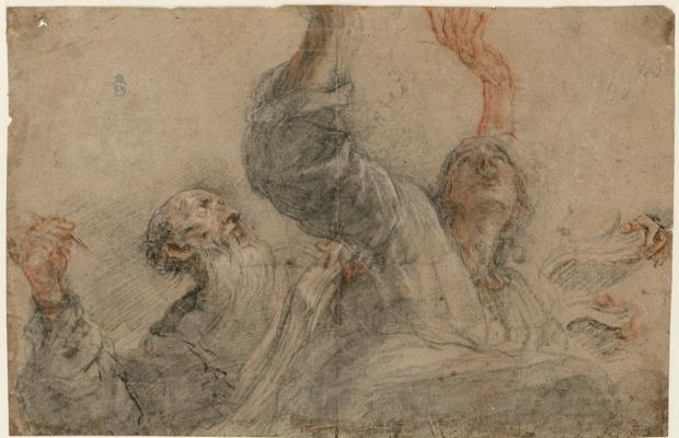 Dibujo de dos apóstoles o evangelistas (1657), por Juan Carreño de Miranda