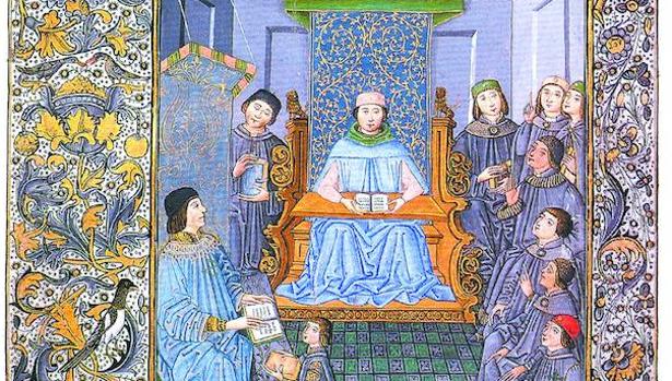 Elio Antonio de Nebrija con sus alumnos en un grabado de la época