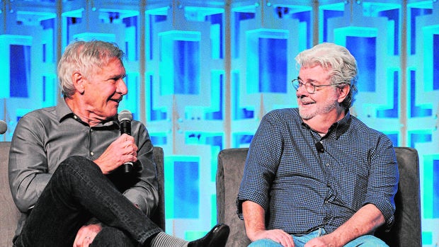 George Lucas y Harrison Ford, en Orlando el pasado mes de abril, en la Star Wars Celebration