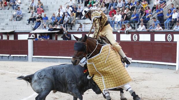 Juan Francisco Peña, en un puyazo al quinto de La Quinta