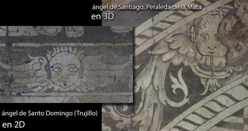 Comparación de un detalle del esgrafiado de Peraleda con uno de Trujillo