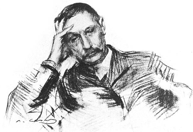 Grabado firmado por Ramón Casas de Benito Pérez Galdós