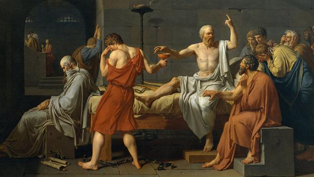 Detalle de «La muerte de Sócrates», de Jacques-Louis David