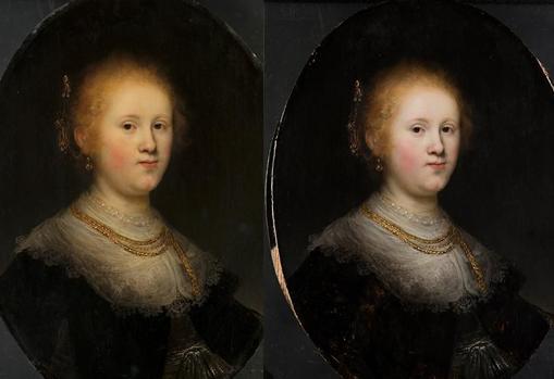 Antes y después de la restauración de la nueva obra de Rembrandt