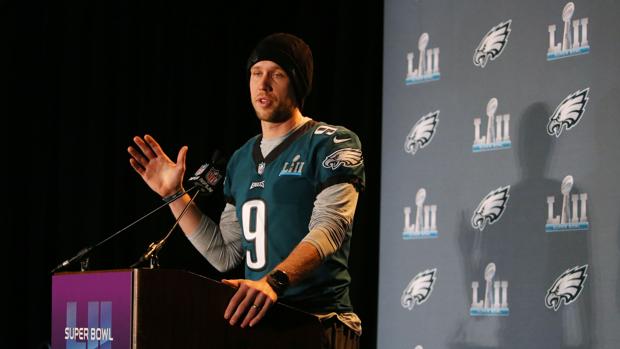 Nick Foles durante una rueda de prensa previa a la Super Bowl