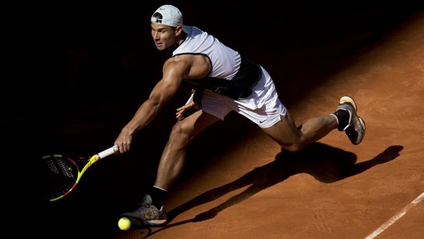 Nadal, entrenando en la Caja Mágica