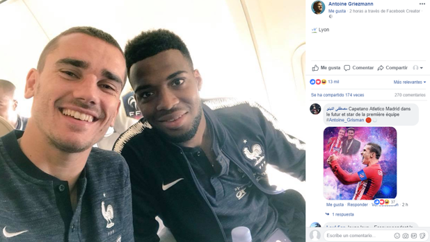 Antoine Griezmann con Lemar y Sidibé