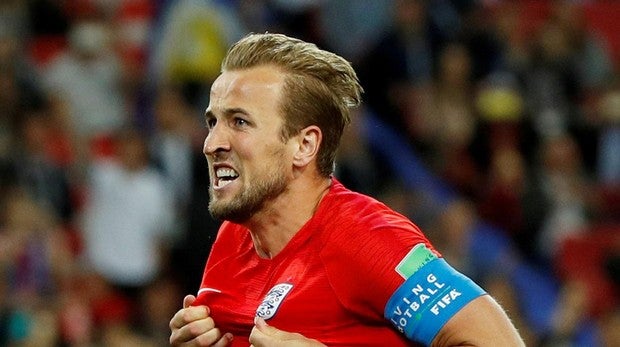 Harry Kane celebrando su gol ante Colombia en el Mundial