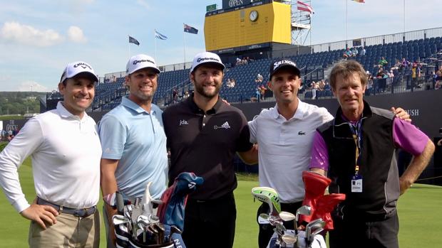 Nacho Garrido, Adam Hayes, Jon Rahm, Adri Arnaus y Pedro Linhart, ayer en Royal Portrush