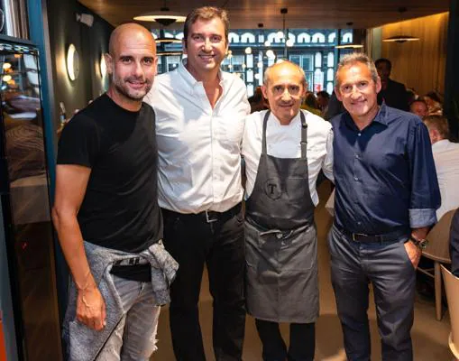 Guardiola, Soriano, chef Paco Pérez and Txiki, at Tast