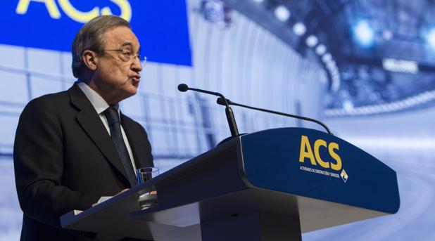 Florentino Pérez, presidente de ACS, en la junta de accionistas del grupo