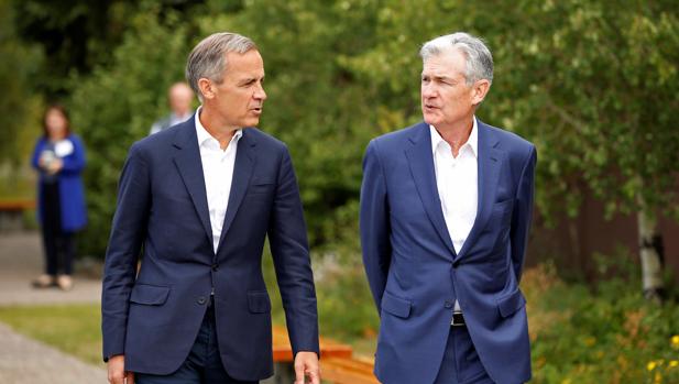 Jerome Powell, junto a Mark Carney, el gobernador del Banco de Inglaterra