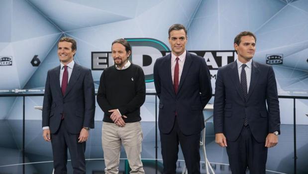 Los cuatro candidatos antes del debate de ayer