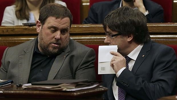 Junqueras y Puigdemont, en el Parlament