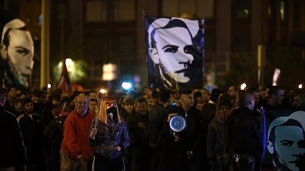 Una de las manifestaciones antisistema organizadas tras el crimen de Carlos Palomino