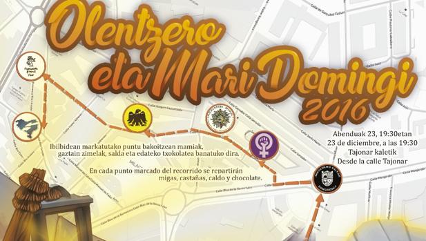 Cartel del reparto de regalos el día de Nochebuena en Olentzero