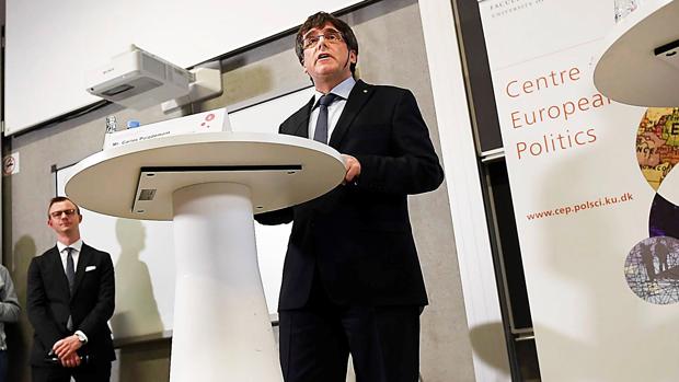 Puigdemont en la Universidad de Copenhague