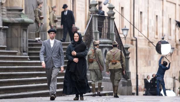 Rodaje en la calle Compañía, en el casco histórico de Salamanca