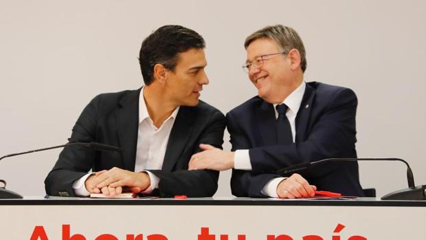 Pedro Sánchez y Ximo Puig, en Valencia en un acto del PSOE